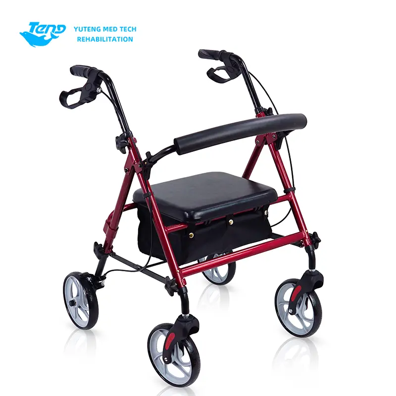 Walker rollator dengan kursi dan keranjang